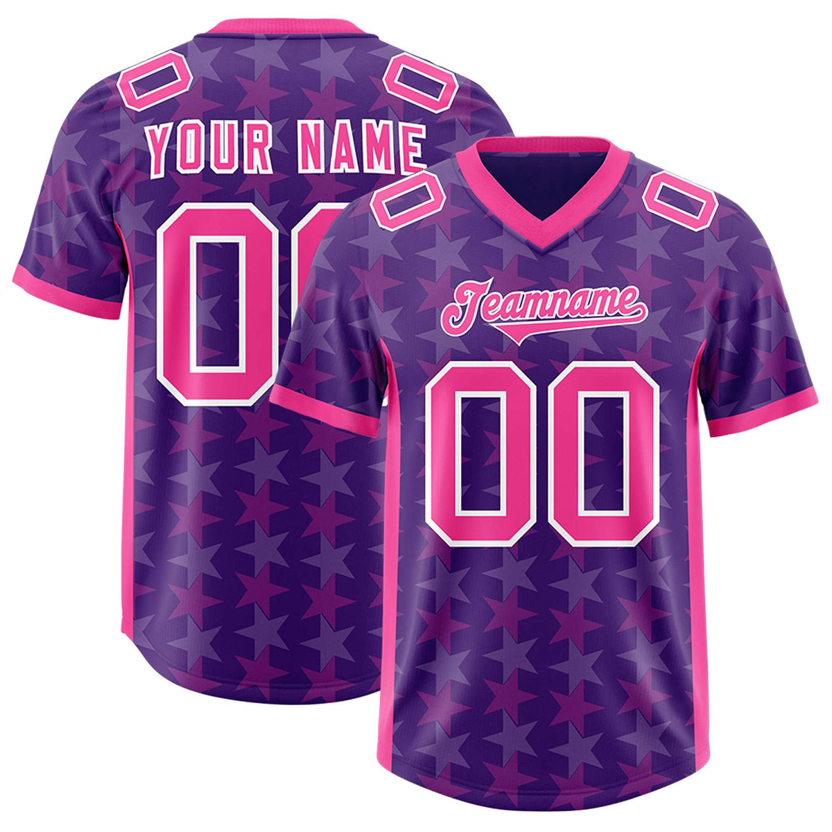 Custom Purple Pink Personalized All Star Graffiti Pattern Authentic American Football Jersey