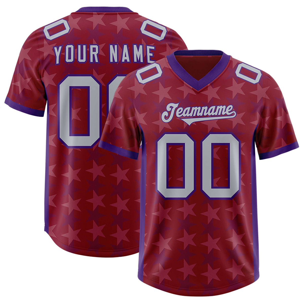 Custom Crimson Purple Personalized All Star Graffiti Pattern Authentic American Football Jersey