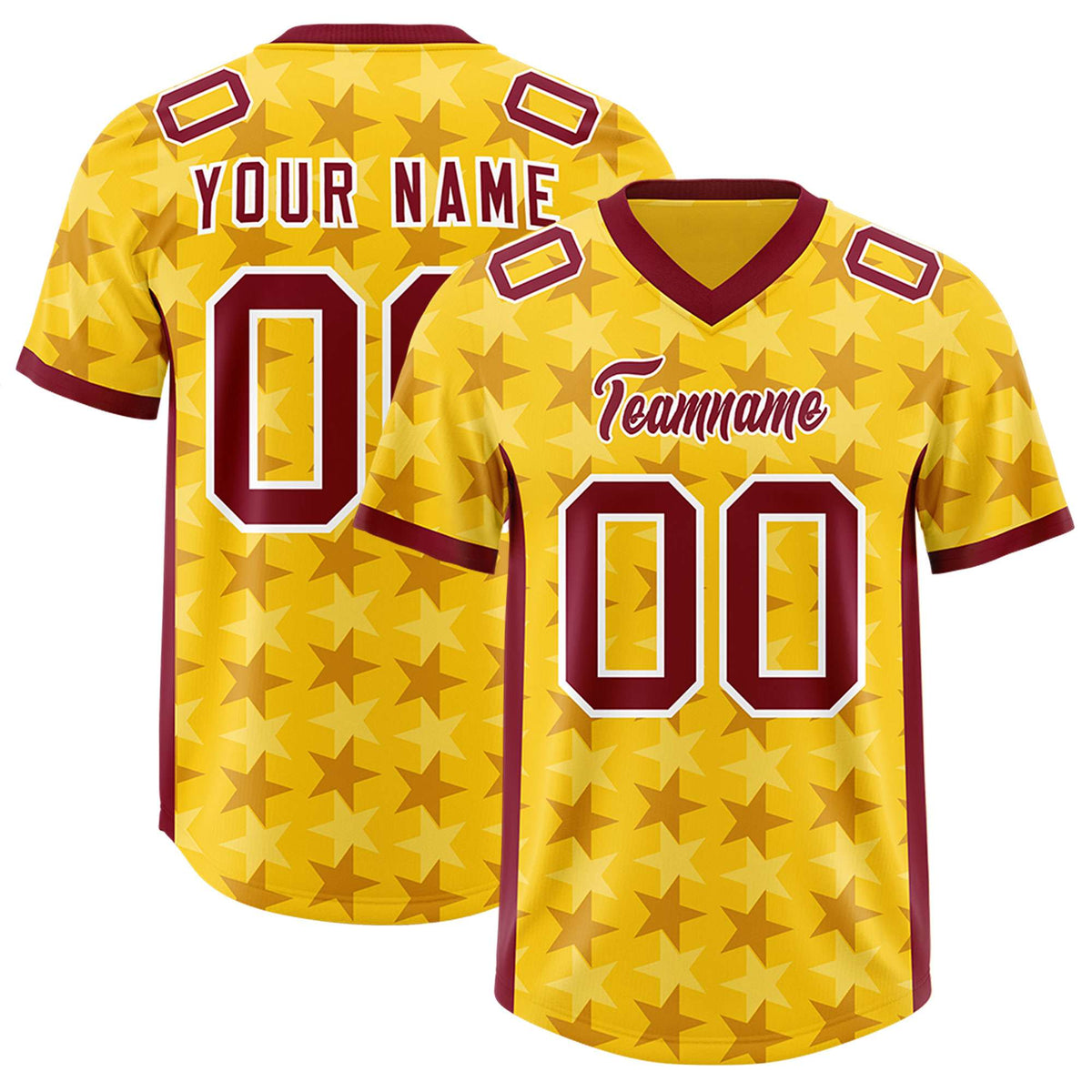 Custom Gold Crimson Personalized All Star Graffiti Pattern Authentic American Football Jersey