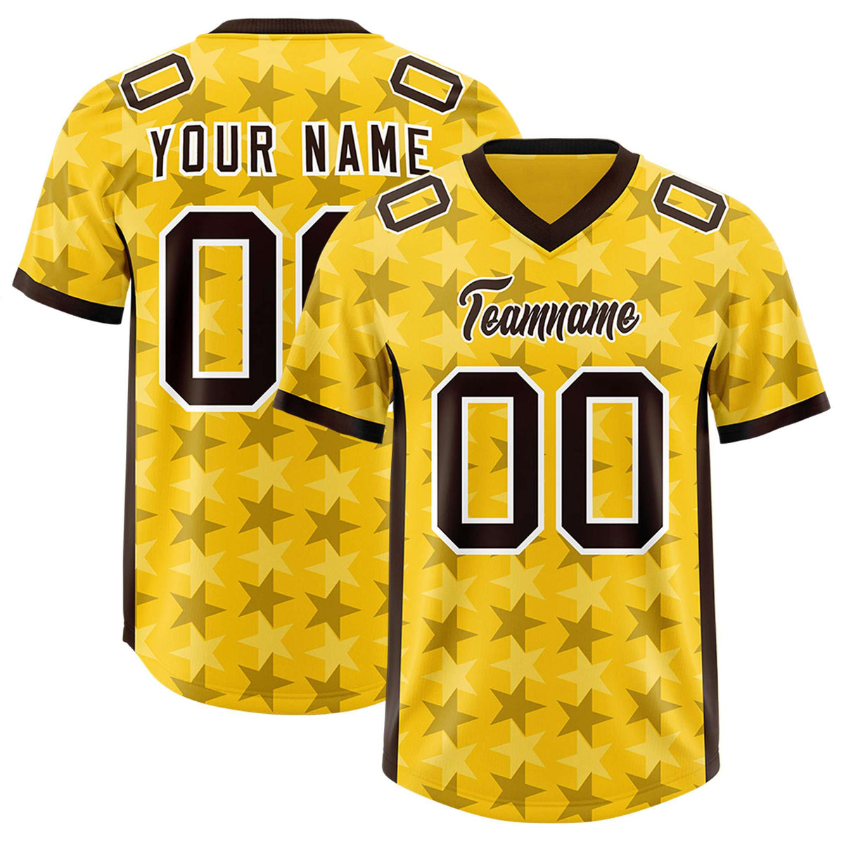 Custom Gold Black Personalized All Star Graffiti Pattern Authentic American Football Jersey