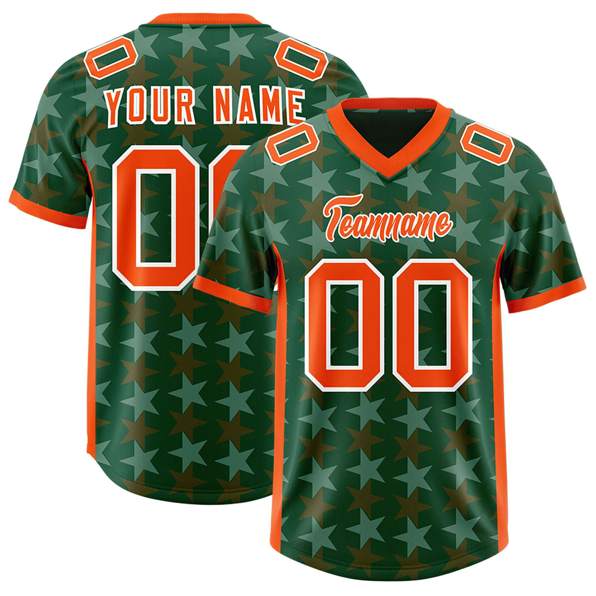 Custom Green Orange Personalized All Star Graffiti Pattern Authentic American Football Jersey
