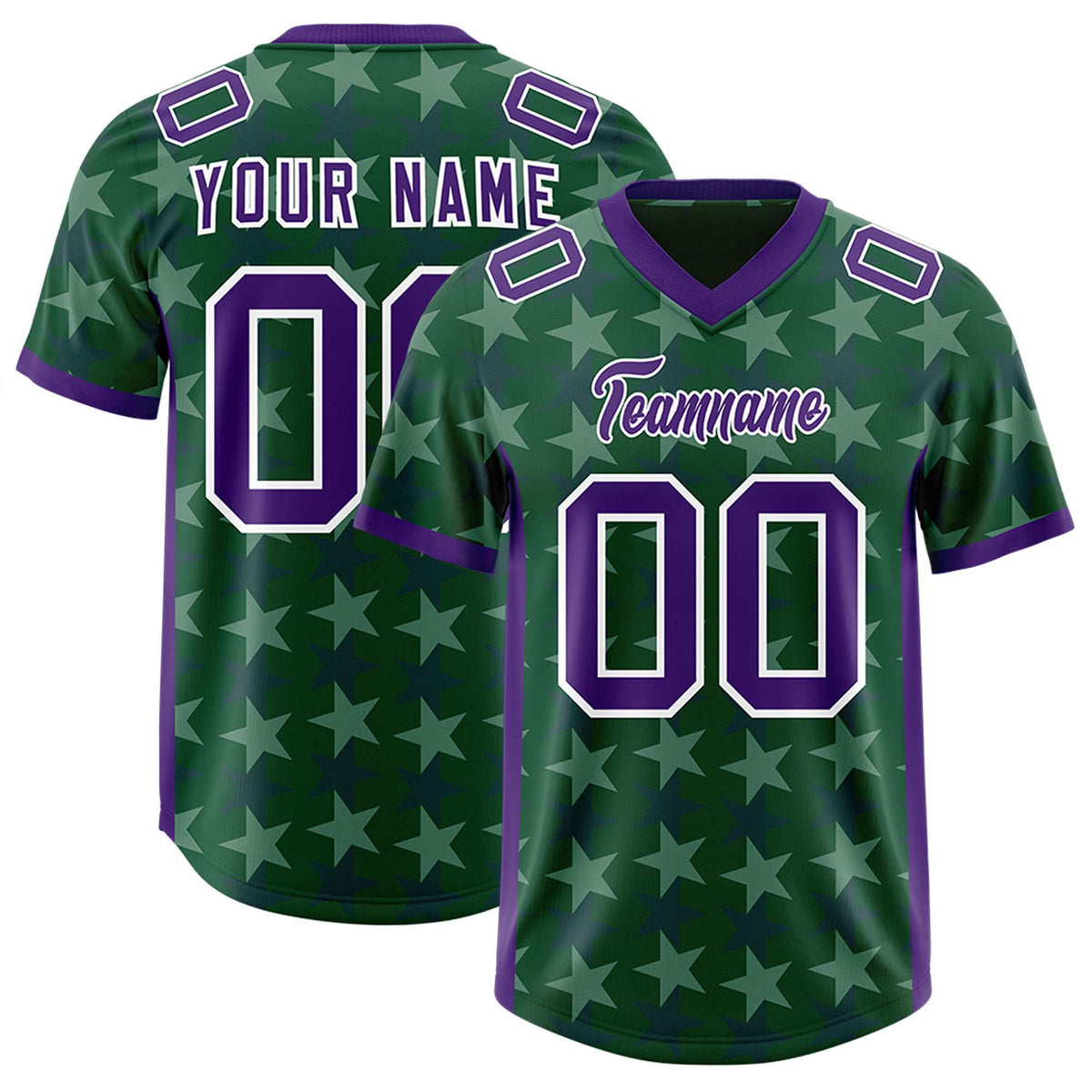 Custom Green Purple Personalized All Star Graffiti Pattern Authentic American Football Jersey
