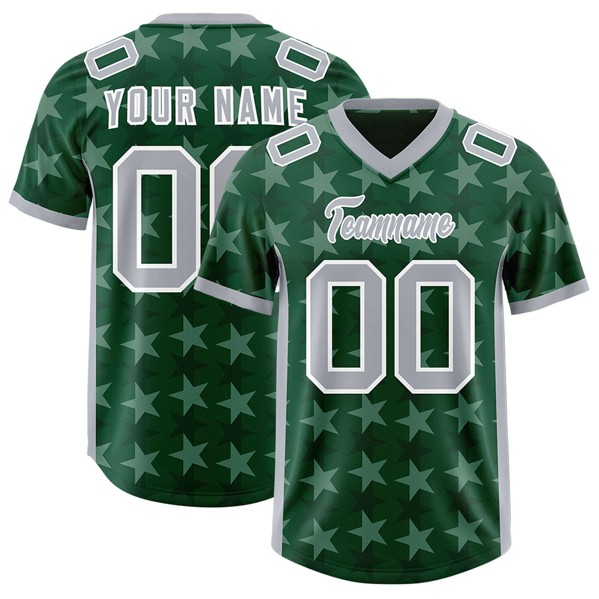 Custom Green Grey Personalized All Star Graffiti Pattern Authentic American Football Jersey