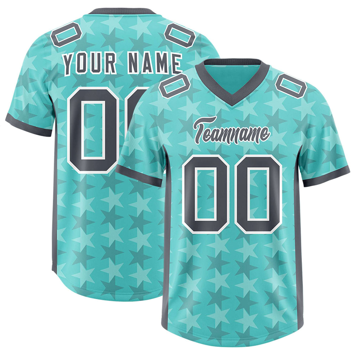 Custom Bright Green Dark Gray Personalized All Star Graffiti Pattern Authentic American Football Jersey