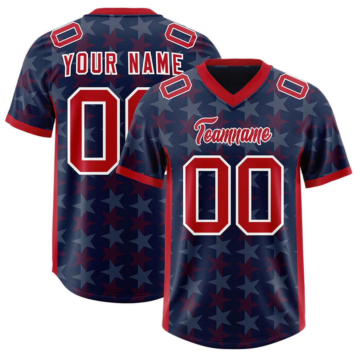 Custom Navy Red Personalized All Star Graffiti Pattern Authentic American Football Jersey