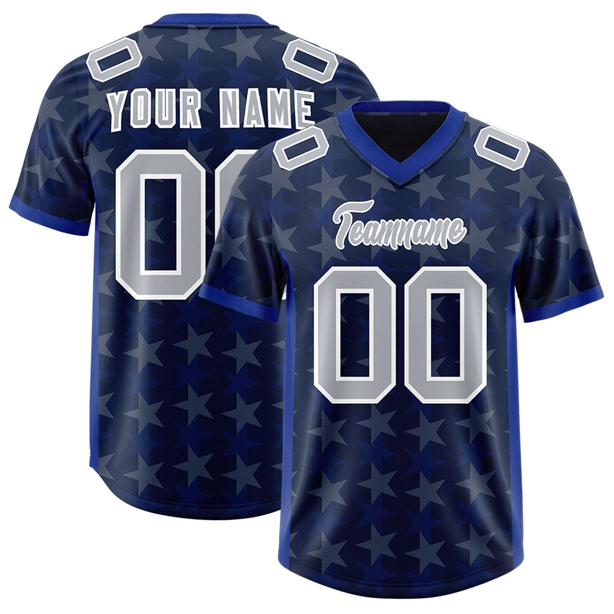 Custom Navy Royal Personalized All Star Graffiti Pattern Authentic American Football Jersey
