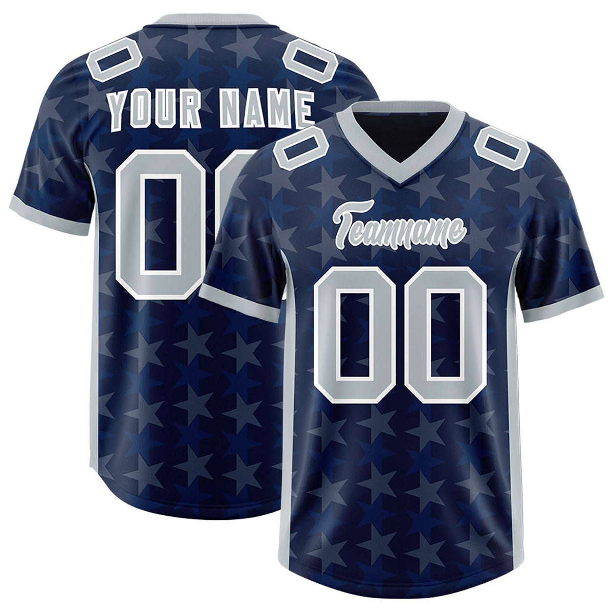 Custom Navy Grey Personalized All Star Graffiti Pattern Authentic American Football Jersey