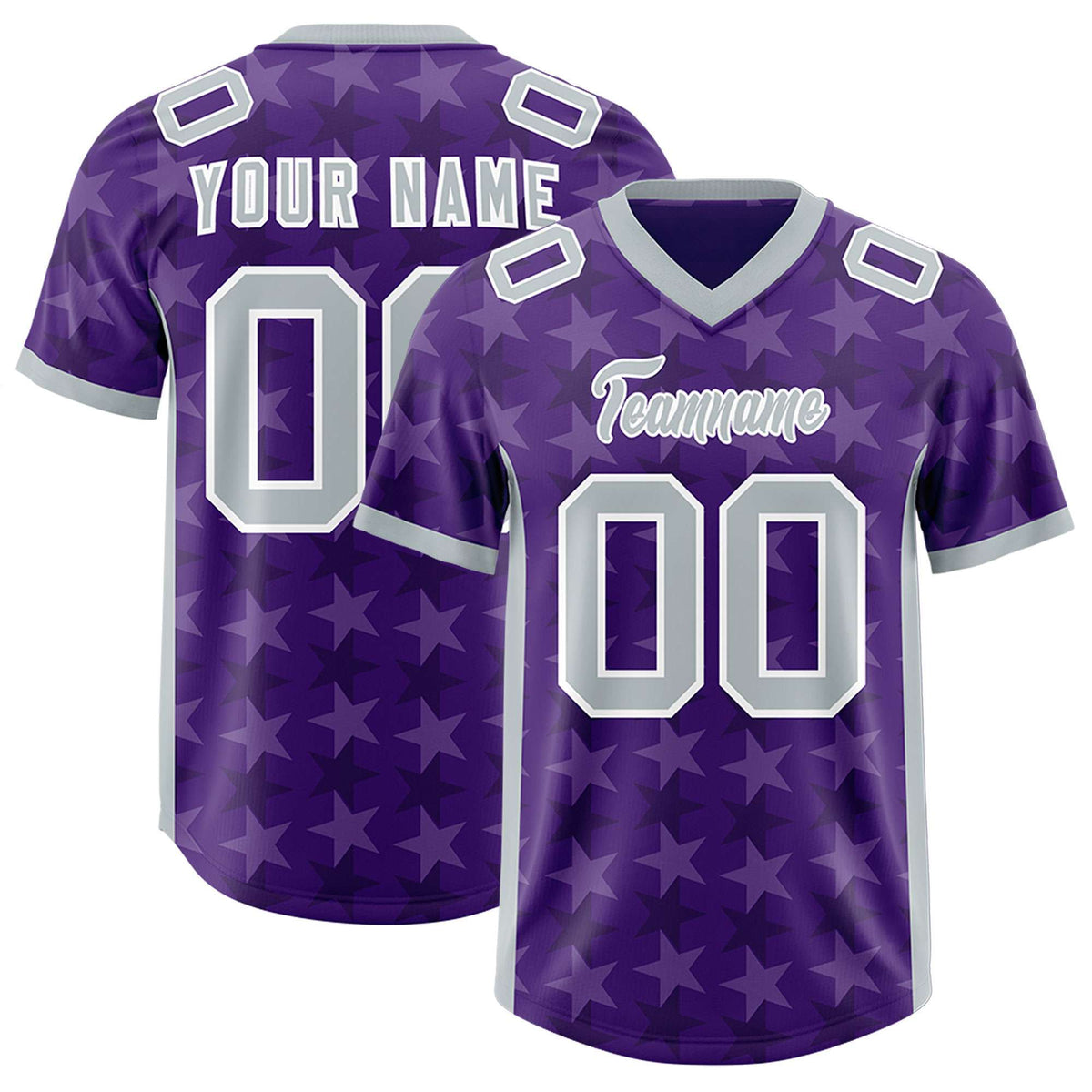 Custom Purple Grey Personalized All Star Graffiti Pattern Authentic American Football Jersey