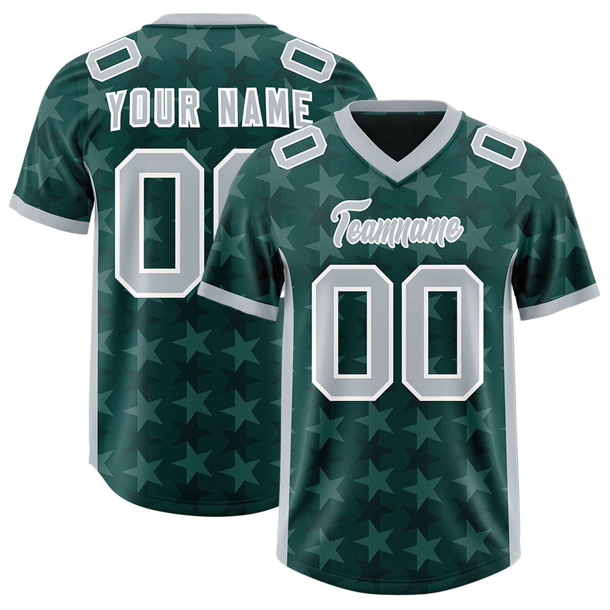 Custom Midnight Green Grey Personalized All Star Graffiti Pattern Authentic American Football Jersey