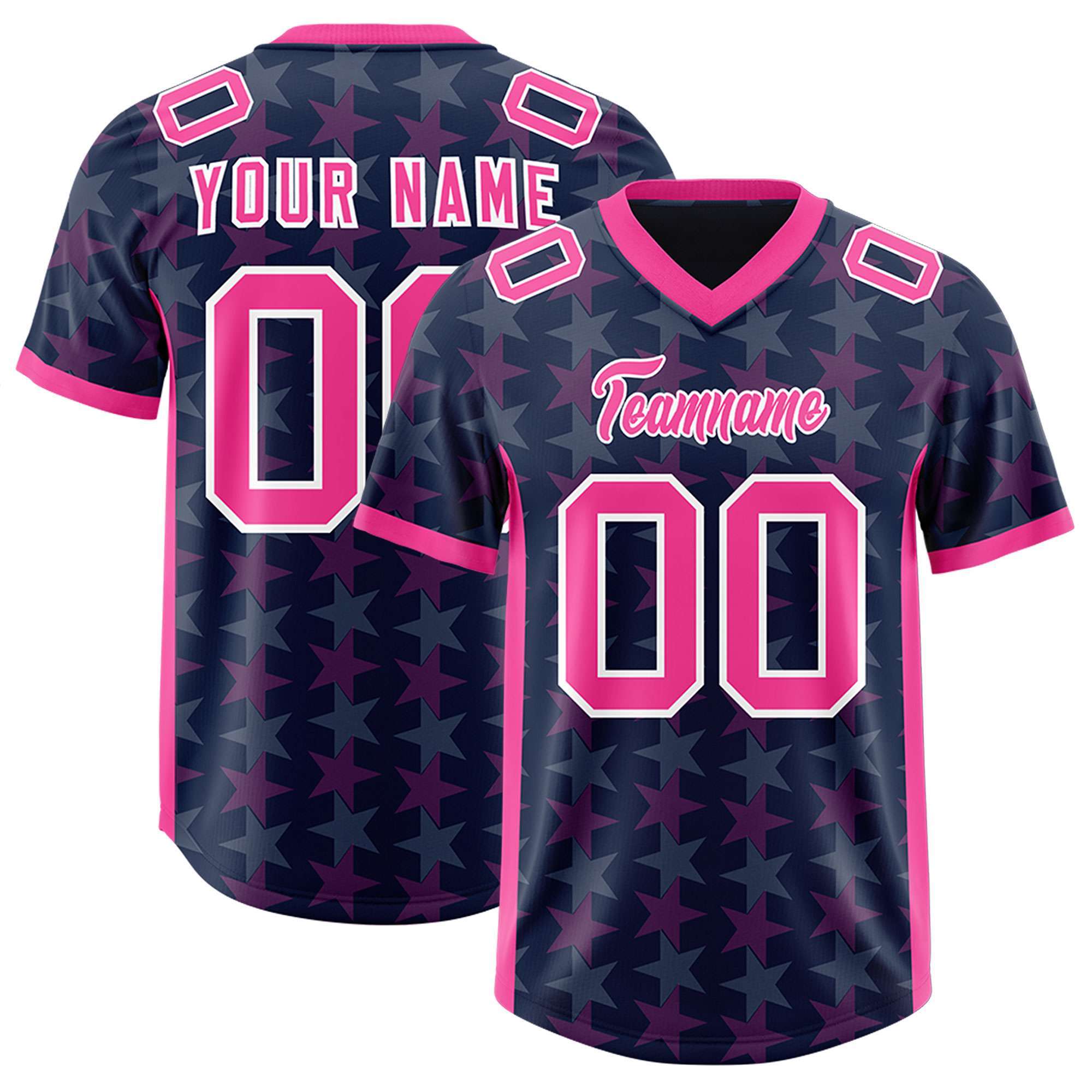 Custom Navy Pink Personalized All Star Graffiti Pattern Authentic American Football Jersey