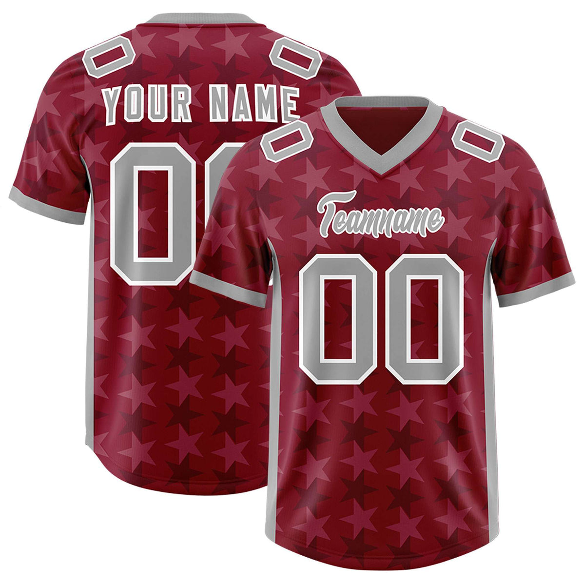 Custom Crimson Grey Personalized All Star Graffiti Pattern Authentic American Football Jersey