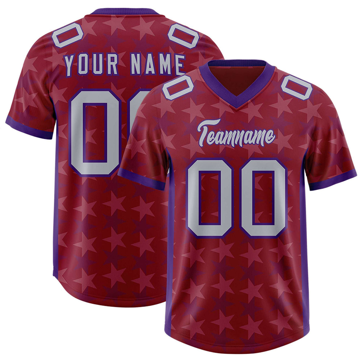 Custom Crimson Purple Personalized All Star Graffiti Pattern Authentic American Football Jersey