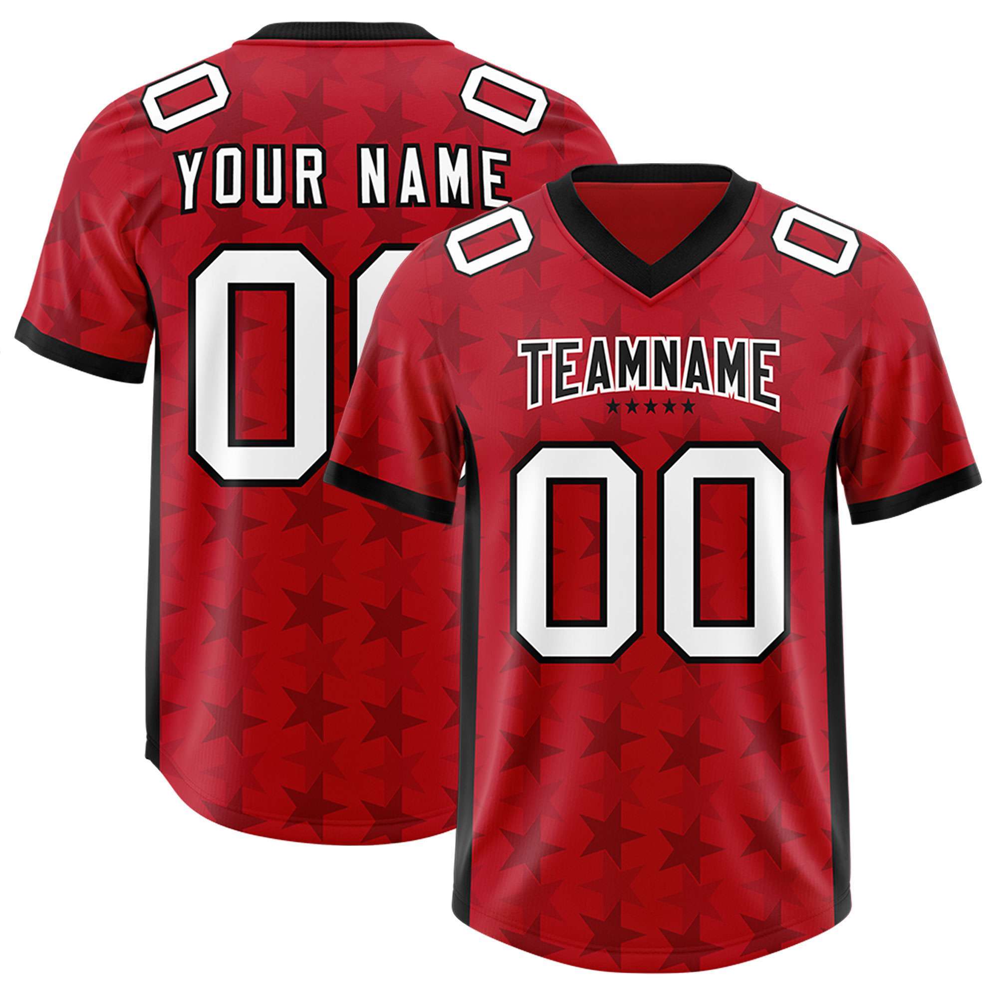 Custom Red Black Personalized All Star Graffiti Pattern Authentic American Football Jersey