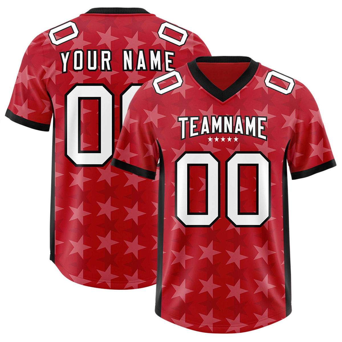 Custom Red Black Personalized All Star Graffiti Pattern Authentic American Football Jersey