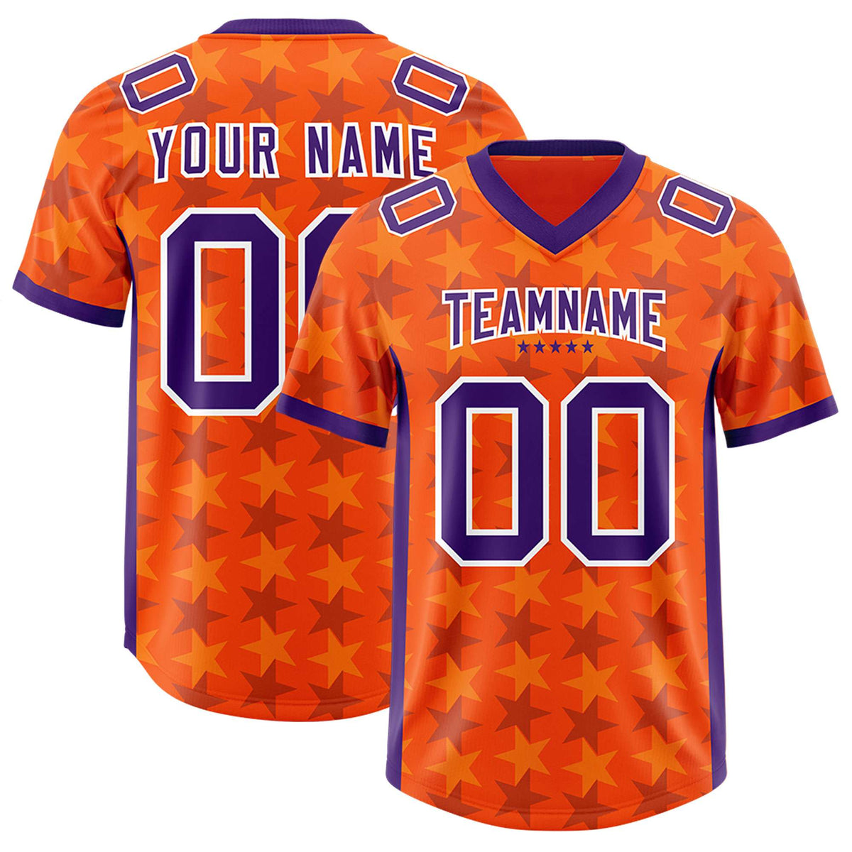 Custom Orange Purple Personalized All Star Graffiti Pattern Authentic American Football Jersey