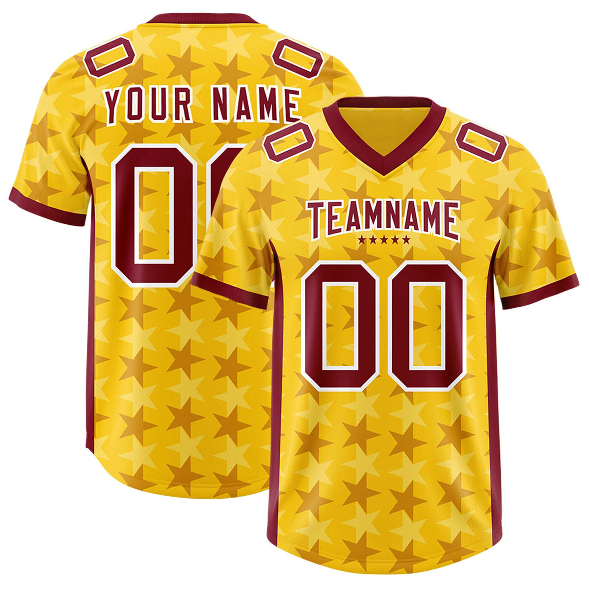 Custom Gold Crimson Personalized All Star Graffiti Pattern Authentic American Football Jersey