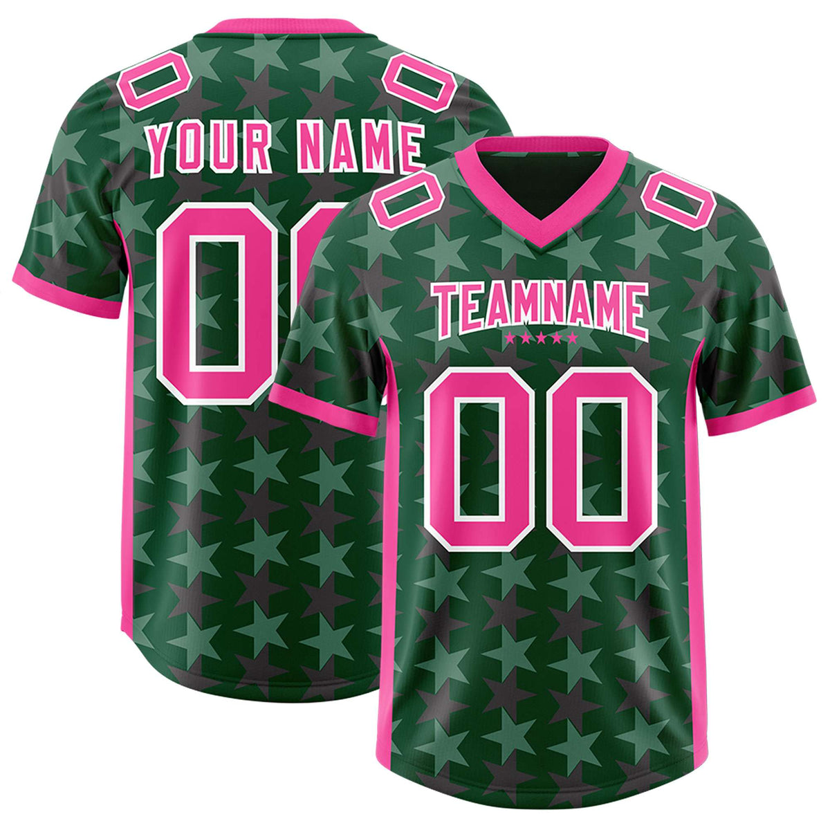 Custom Green Pink Personalized All Star Graffiti Pattern Authentic American Football Jersey