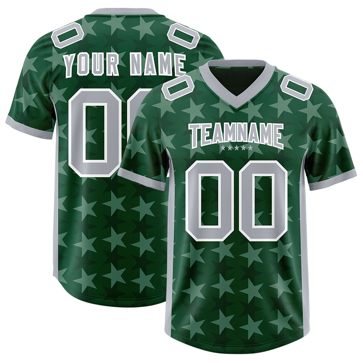 Custom Green Grey Personalized All Star Graffiti Pattern Authentic American Football Jersey