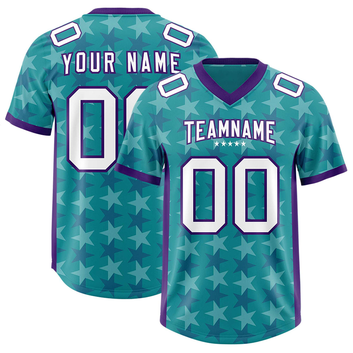 Custom Aqua Purple Personalized All Star Graffiti Pattern Authentic American Football Jersey