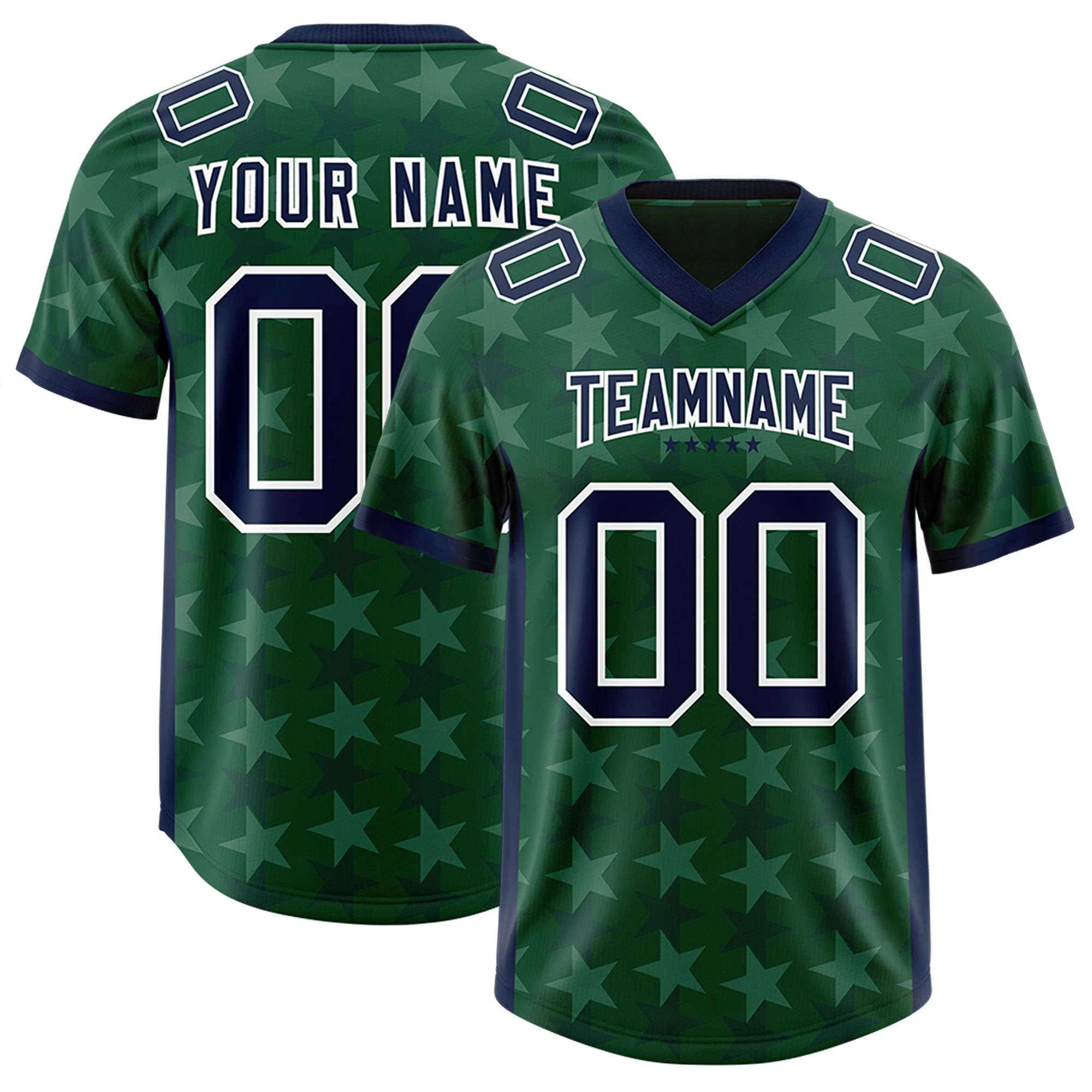 Custom Green Navy Personalized All Star Graffiti Pattern Authentic American Football Jersey