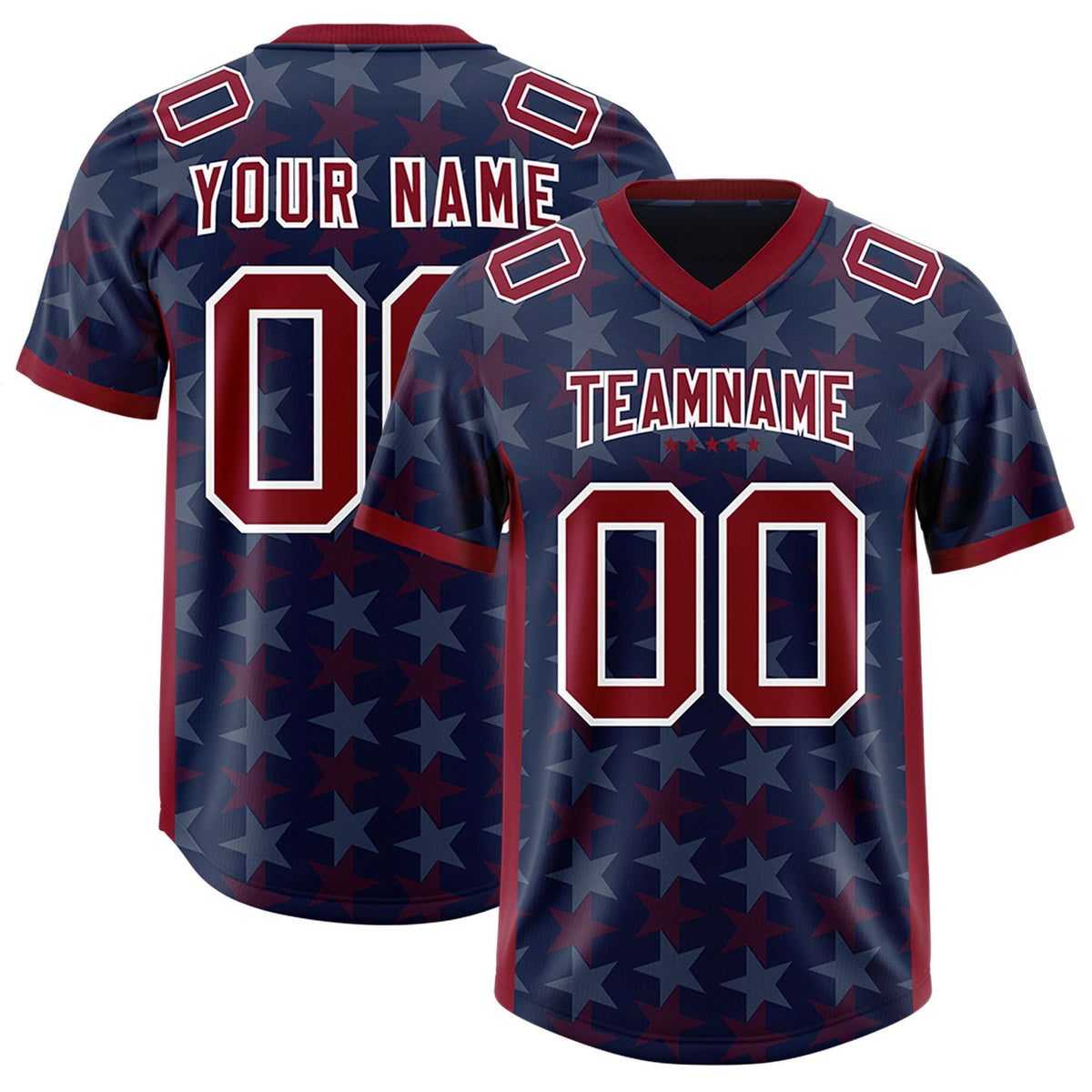 Custom Navy Crimson Personalized All Star Graffiti Pattern Authentic American Football Jersey