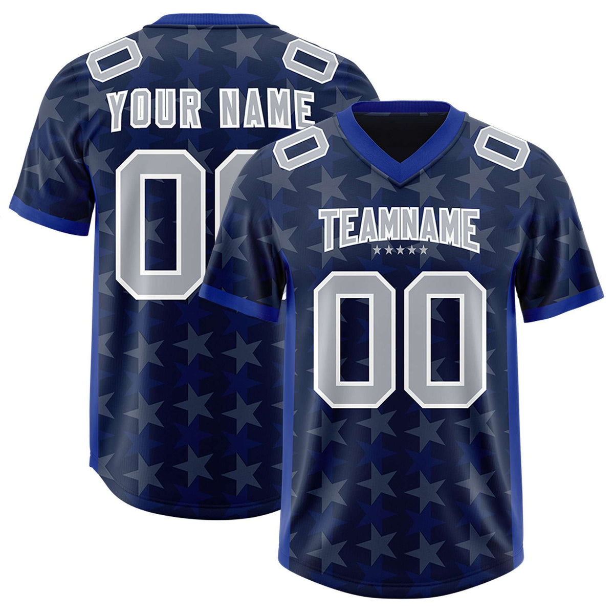 Custom Navy Royal Personalized All Star Graffiti Pattern Authentic American Football Jersey