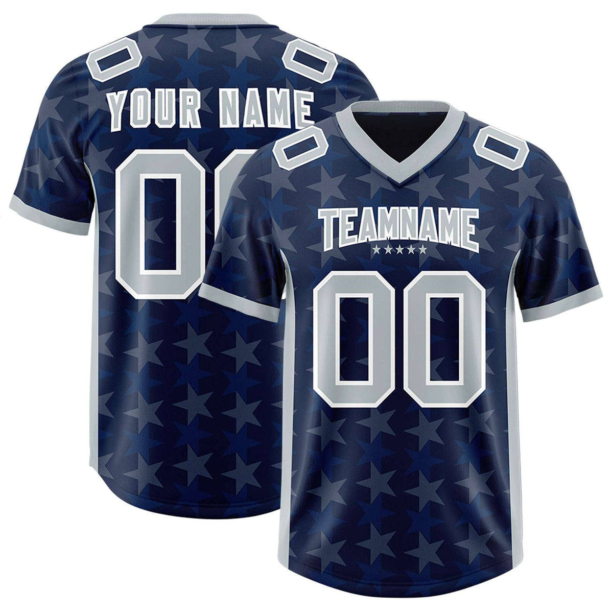 Custom Navy Grey Personalized All Star Graffiti Pattern Authentic American Football Jersey
