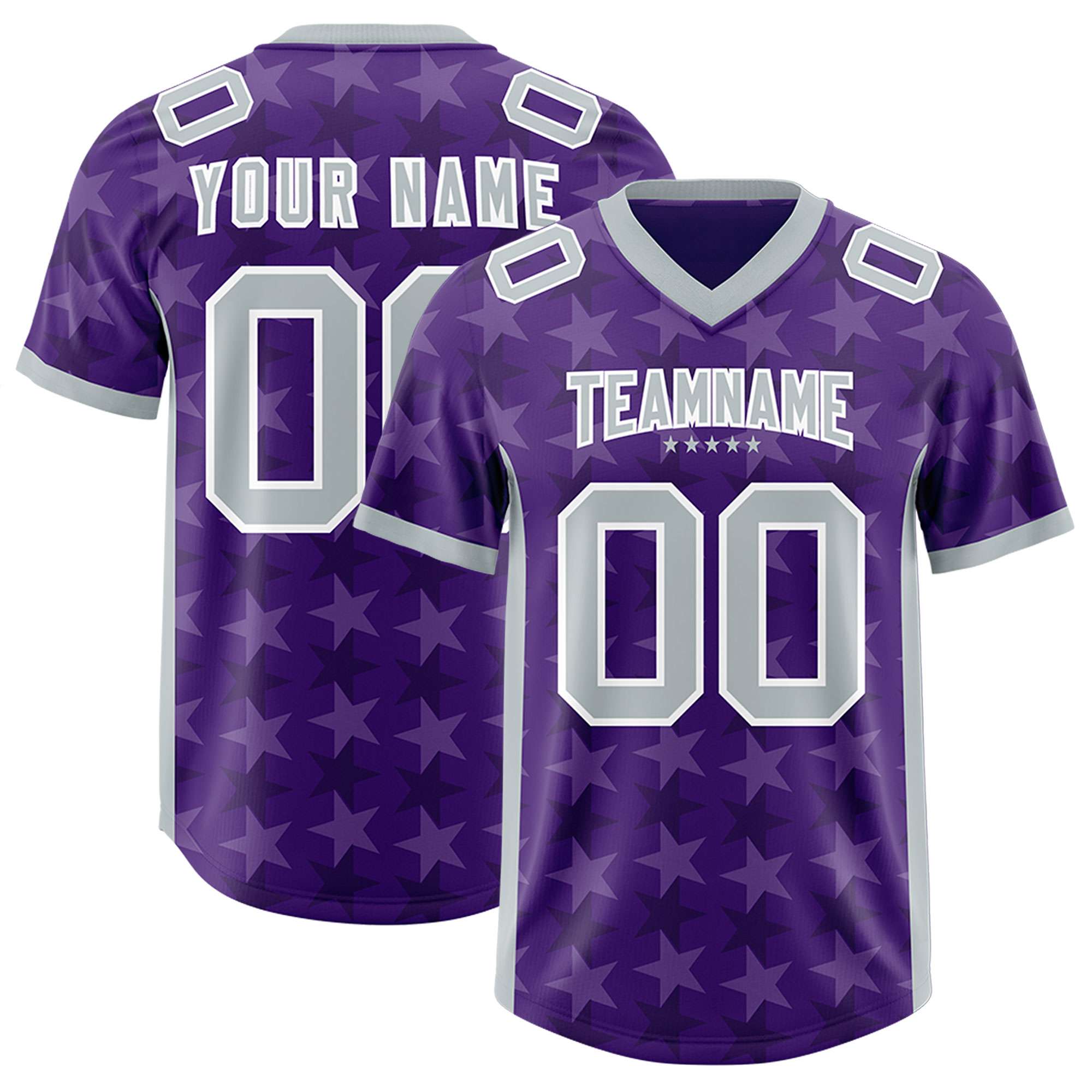 Custom Purple Grey Personalized All Star Graffiti Pattern Authentic American Football Jersey