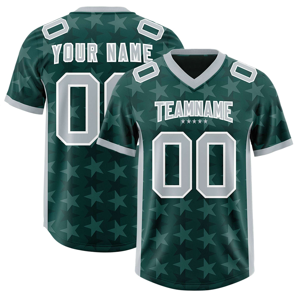 Custom Midnight Green Grey Personalized All Star Graffiti Pattern Authentic American Football Jersey