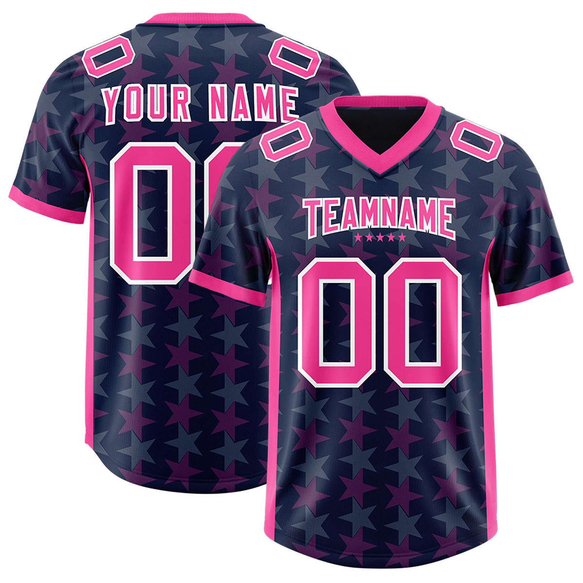 Custom Navy Pink Personalized All Star Graffiti Pattern Authentic American Football Jersey