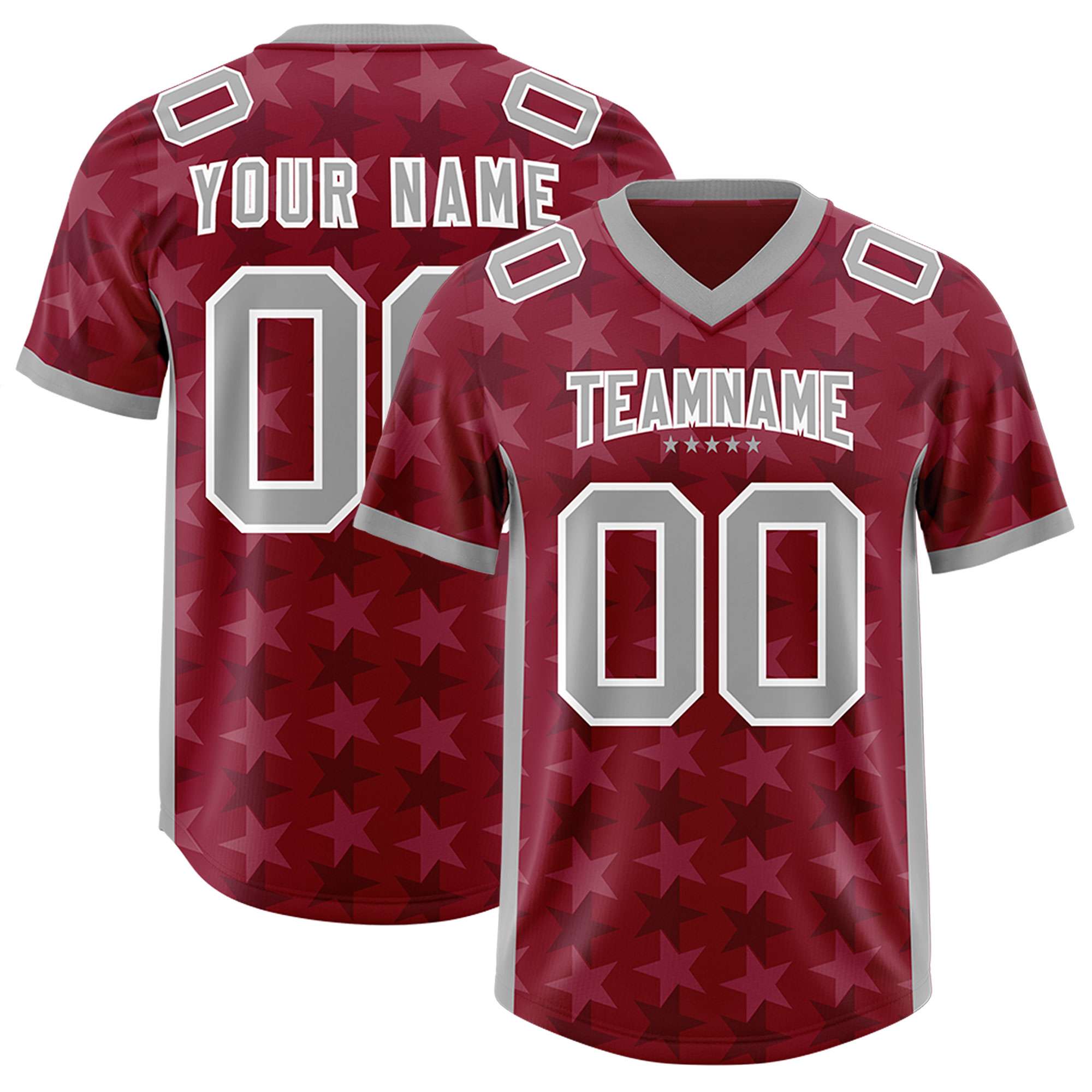 Custom Crimson Grey Personalized All Star Graffiti Pattern Authentic American Football Jersey