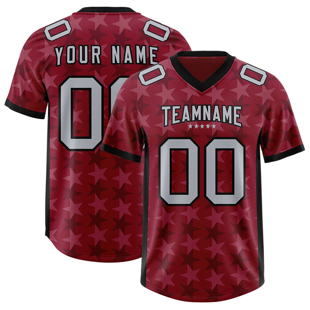 Custom Crimson Black Personalized All Star Graffiti Pattern Authentic American Football Jersey