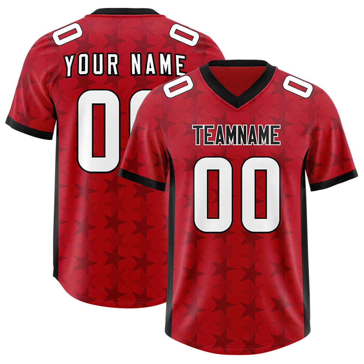 Custom Red Black Personalized All Star Graffiti Pattern Authentic American Football Jersey