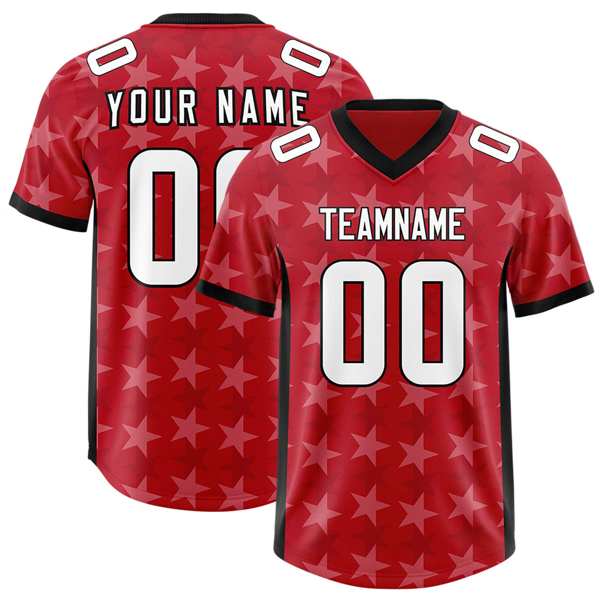 Custom Red Black Personalized All Star Graffiti Pattern Authentic American Football Jersey