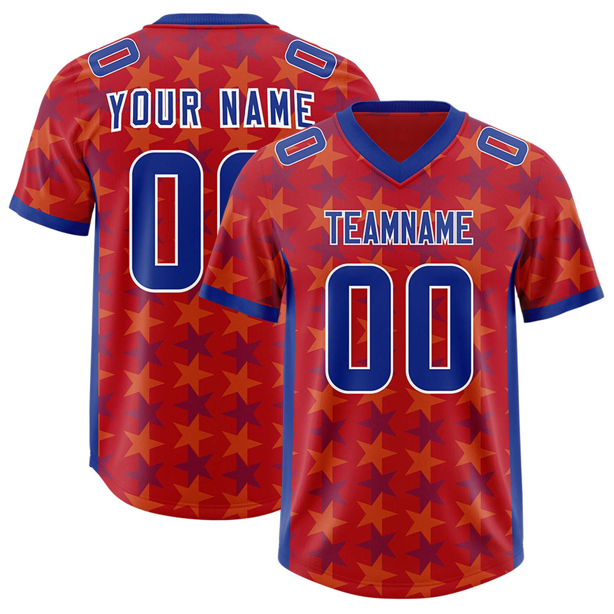 Custom Red Royal Personalized All Star Graffiti Pattern Authentic American Football Jersey