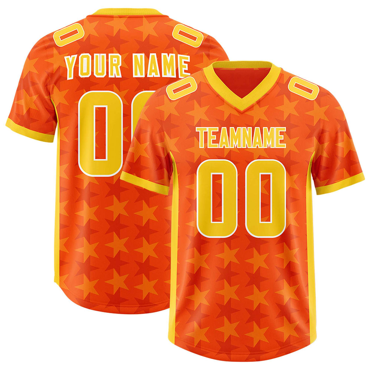 Custom Orange Gold Personalized All Star Graffiti Pattern Authentic American Football Jersey