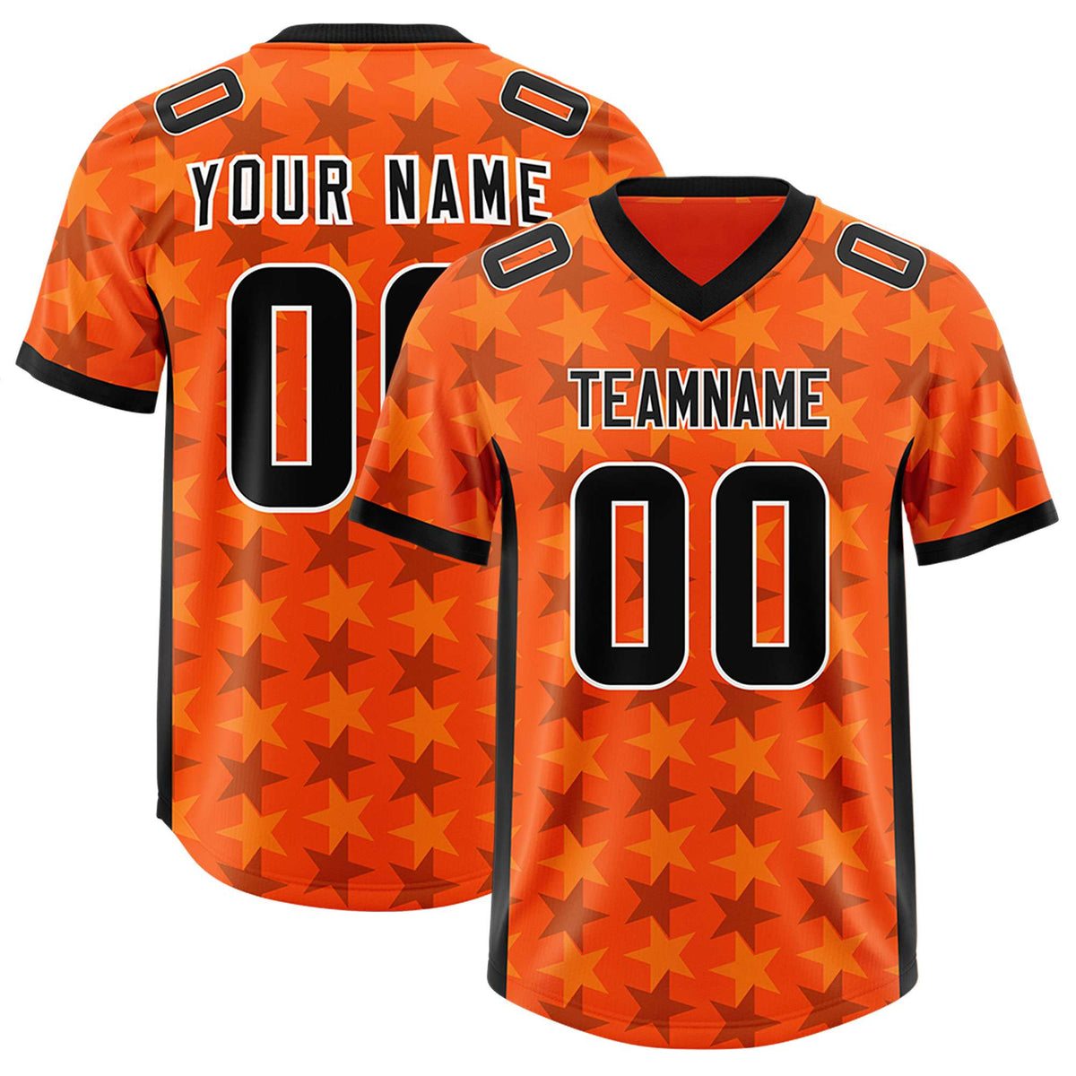 Custom Orange Black Personalized All Star Graffiti Pattern Authentic American Football Jersey