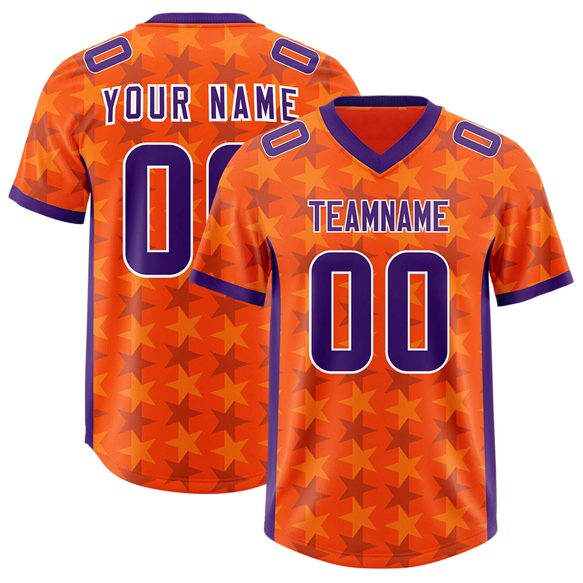 Custom Orange Purple Personalized All Star Graffiti Pattern Authentic American Football Jersey
