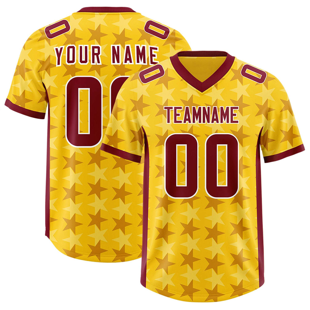 Custom Gold Crimson Personalized All Star Graffiti Pattern Authentic American Football Jersey