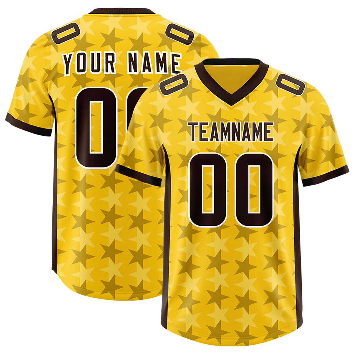 Custom Gold Black Personalized All Star Graffiti Pattern Authentic American Football Jersey