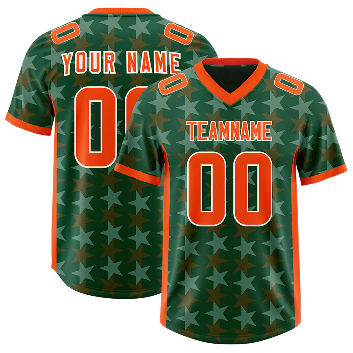 Custom Green Orange Personalized All Star Graffiti Pattern Authentic American Football Jersey