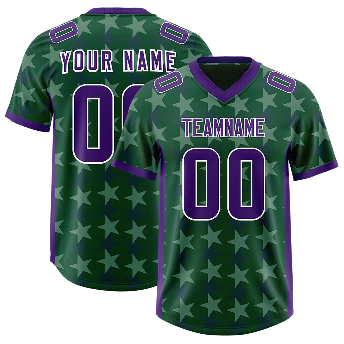 Custom Green Purple Personalized All Star Graffiti Pattern Authentic American Football Jersey