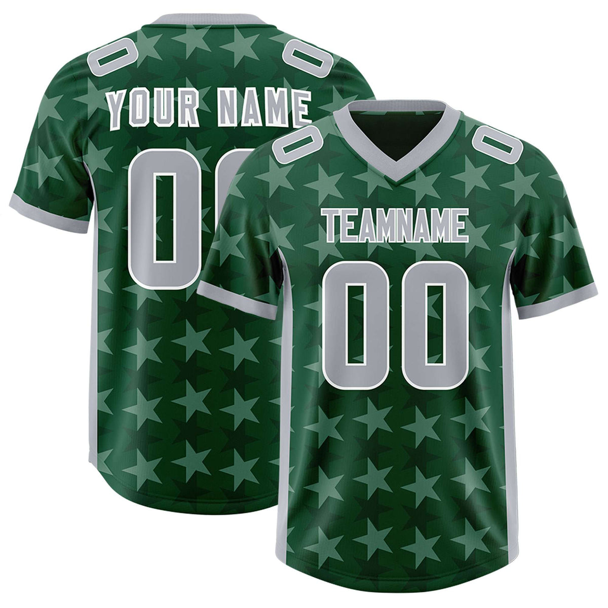 Custom Green Grey Personalized All Star Graffiti Pattern Authentic American Football Jersey