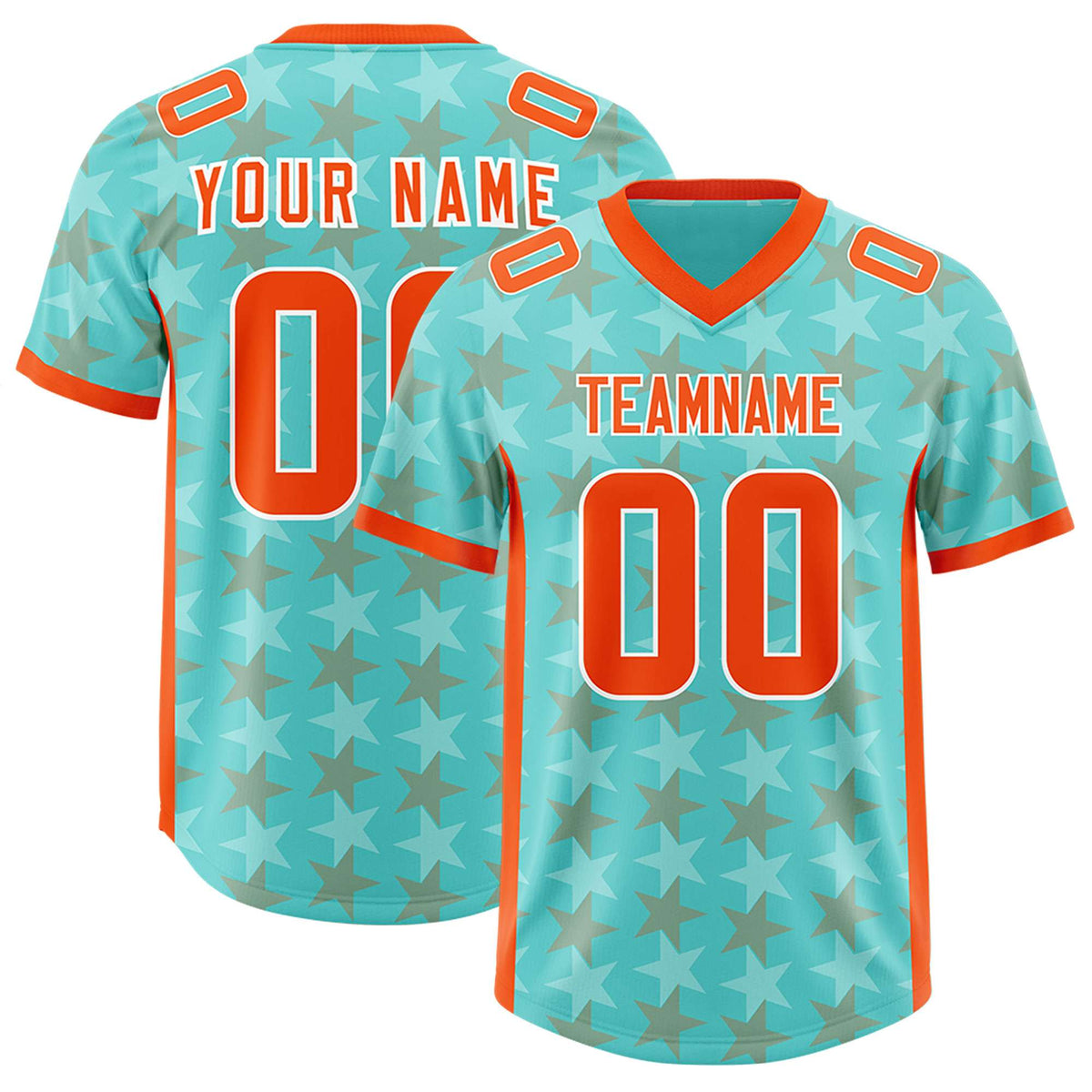 Custom Bright Green Orange Personalized All Star Graffiti Pattern Authentic American Football Jersey