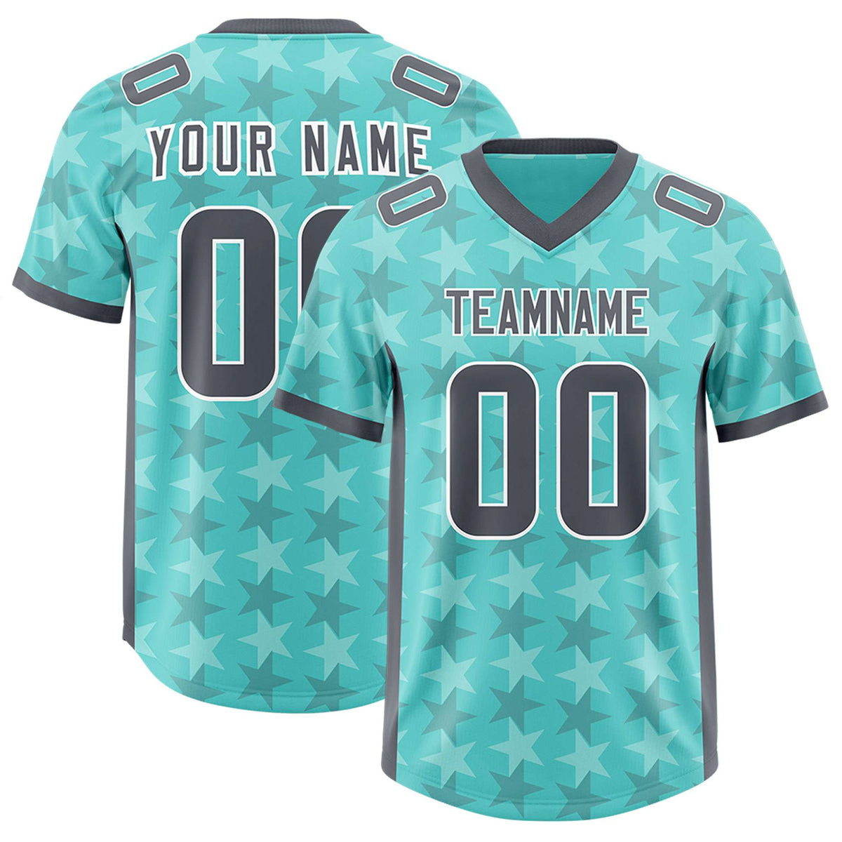Custom Bright Green Dark Gray Personalized All Star Graffiti Pattern Authentic American Football Jersey