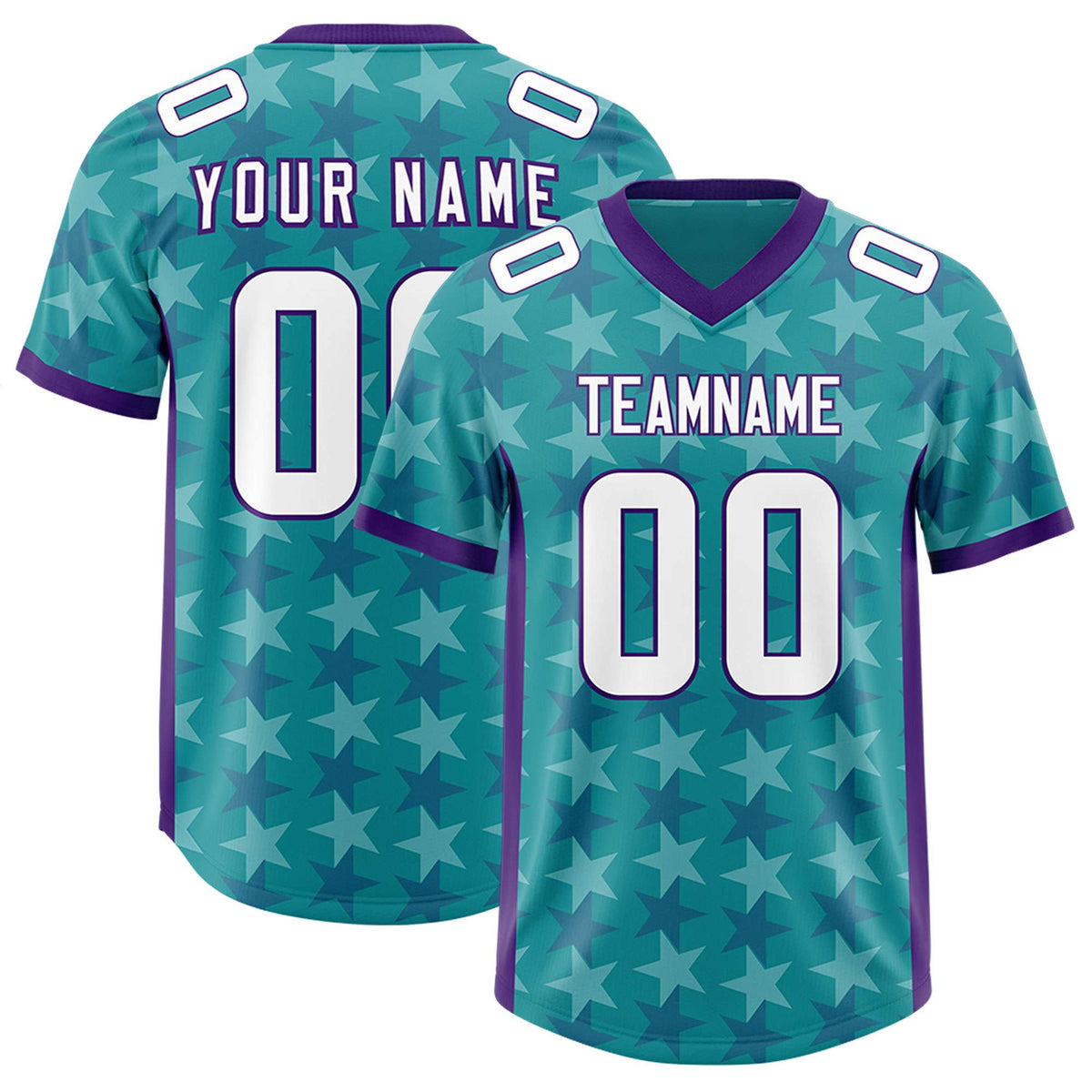 Custom Aqua Purple Personalized All Star Graffiti Pattern Authentic American Football Jersey