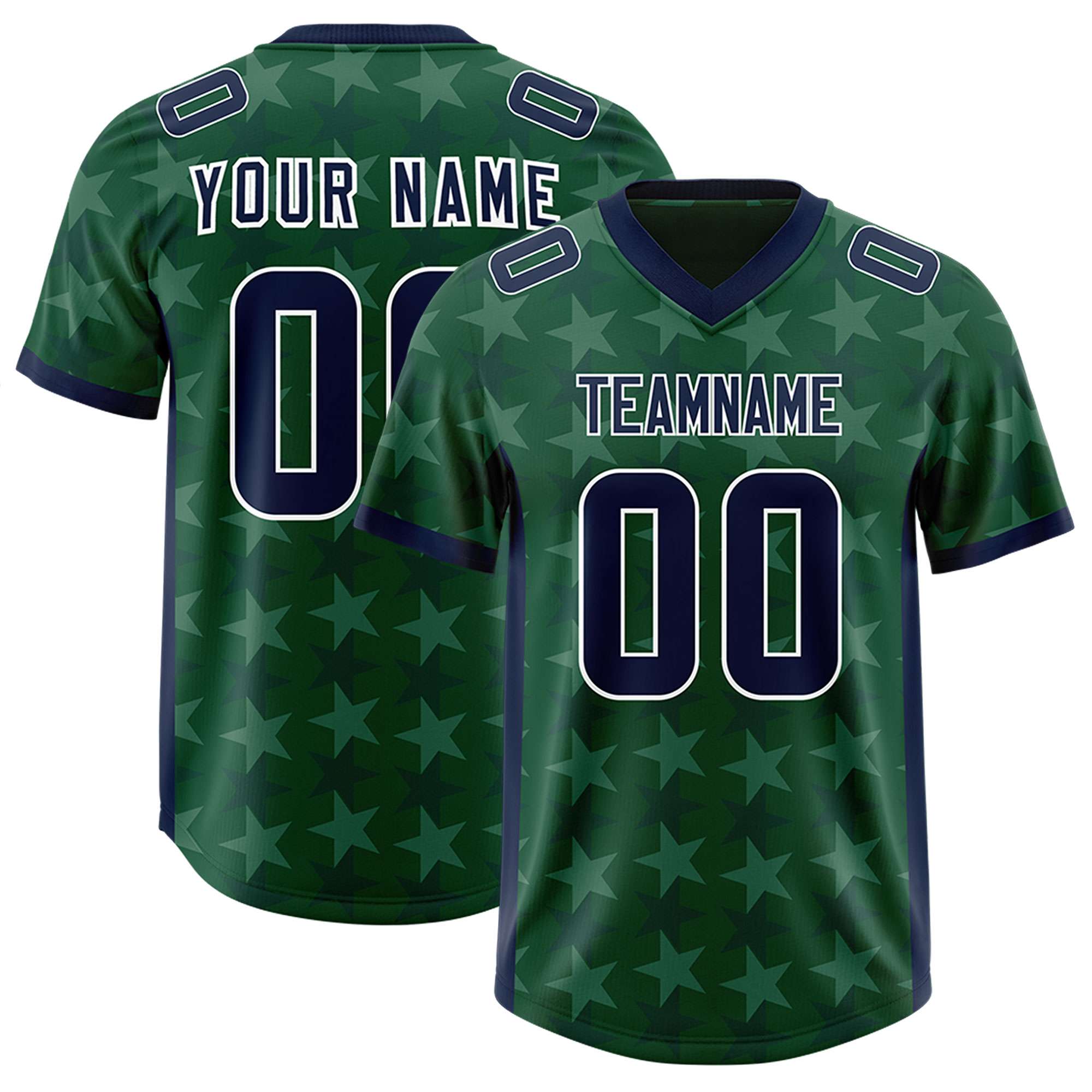 Custom Green Navy Personalized All Star Graffiti Pattern Authentic American Football Jersey