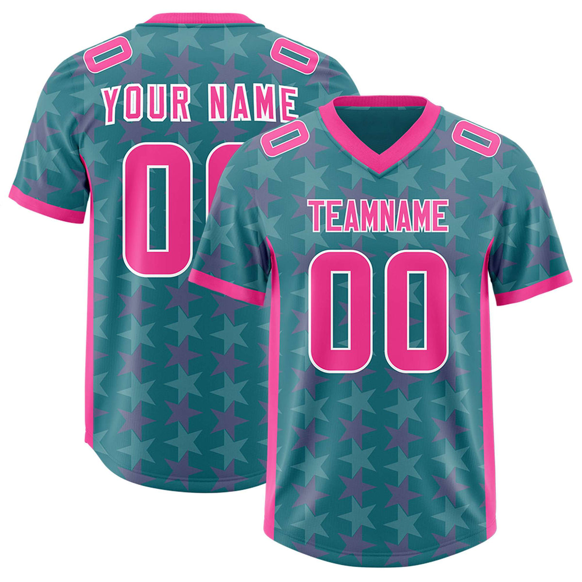 Custom Aqua Pink Personalized All Star Graffiti Pattern Authentic American Football Jersey