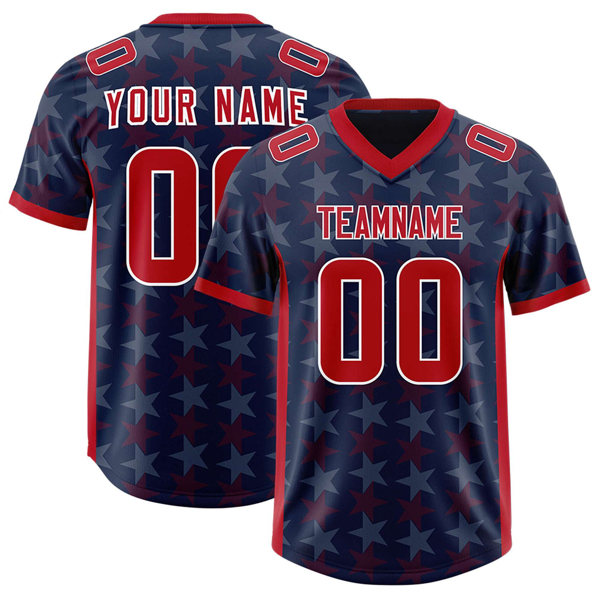 Custom Navy Red Personalized All Star Graffiti Pattern Authentic American Football Jersey