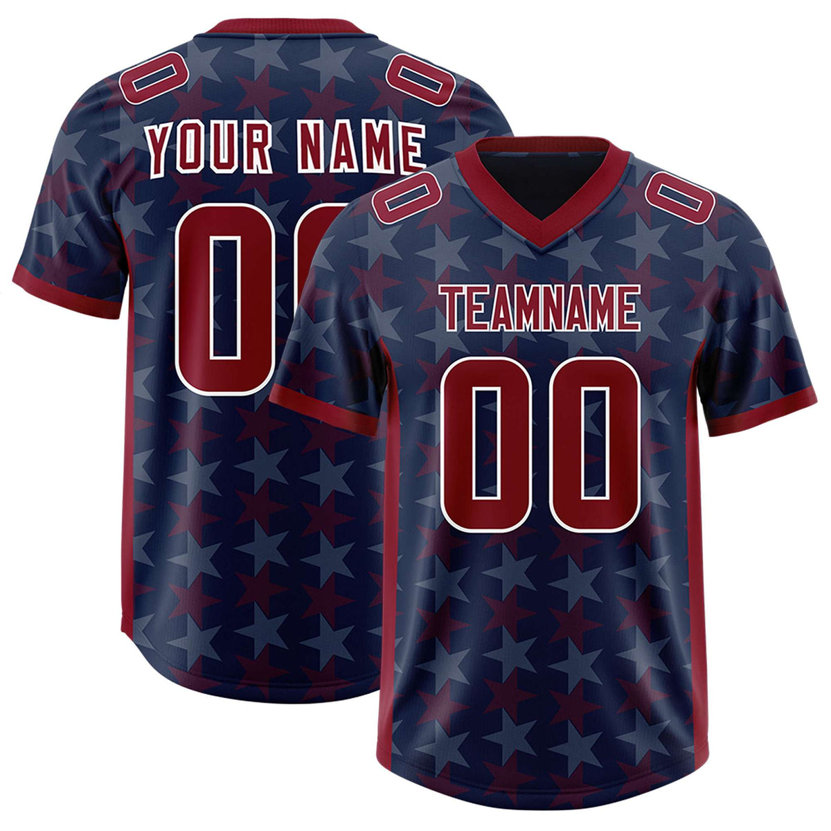 Custom Navy Crimson Personalized All Star Graffiti Pattern Authentic American Football Jersey